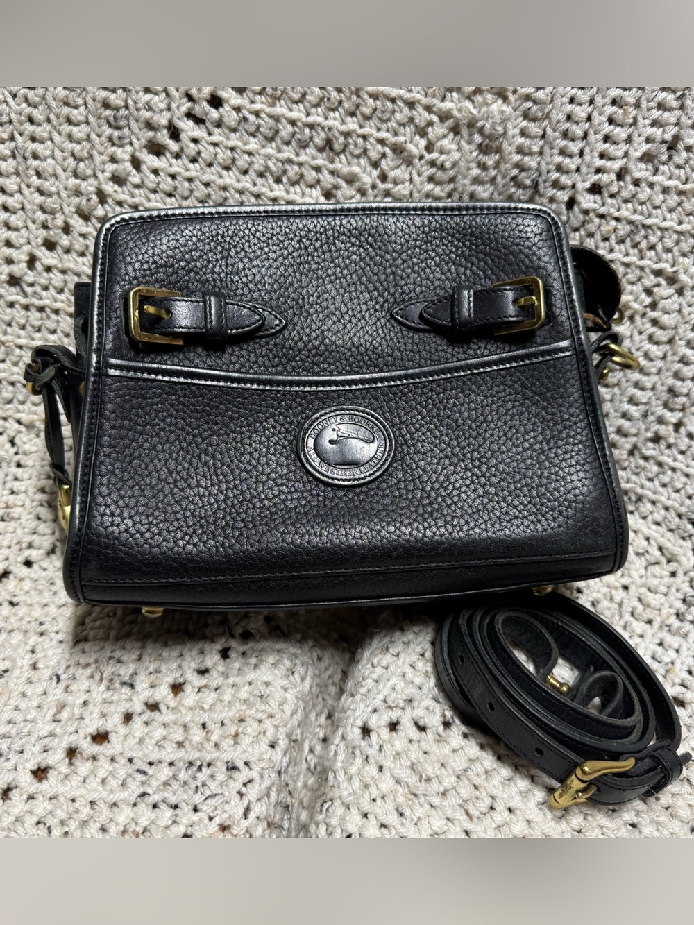 Vintage Dooney and Bourke Black Small Zip Top Buckle Crossbody